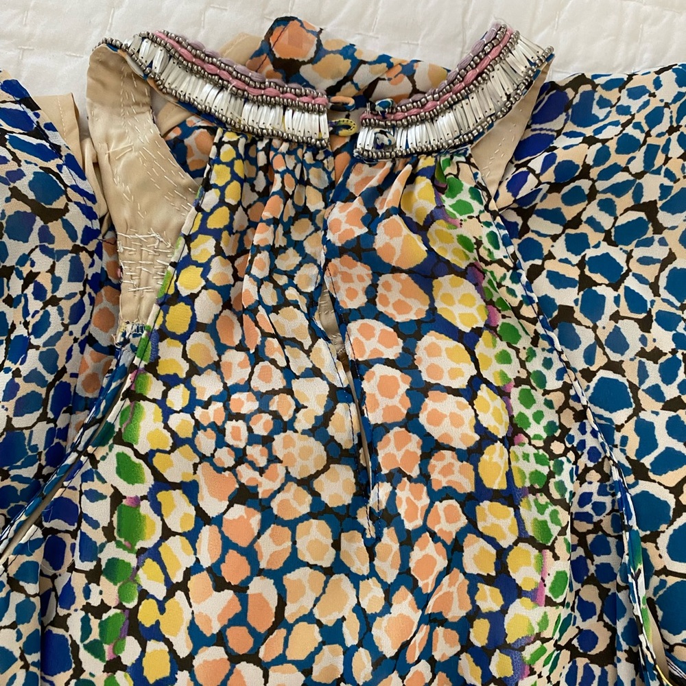 Beaded printed halter maxi dress. Worn twice.